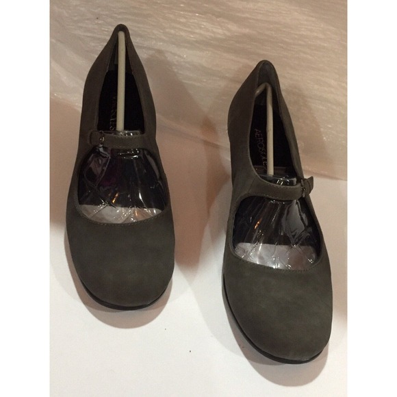 Aerosoles Shoe 9.5 Dark Grey Woman’s Platform Slide In With Foot Strap New - Picture 1 of 8
